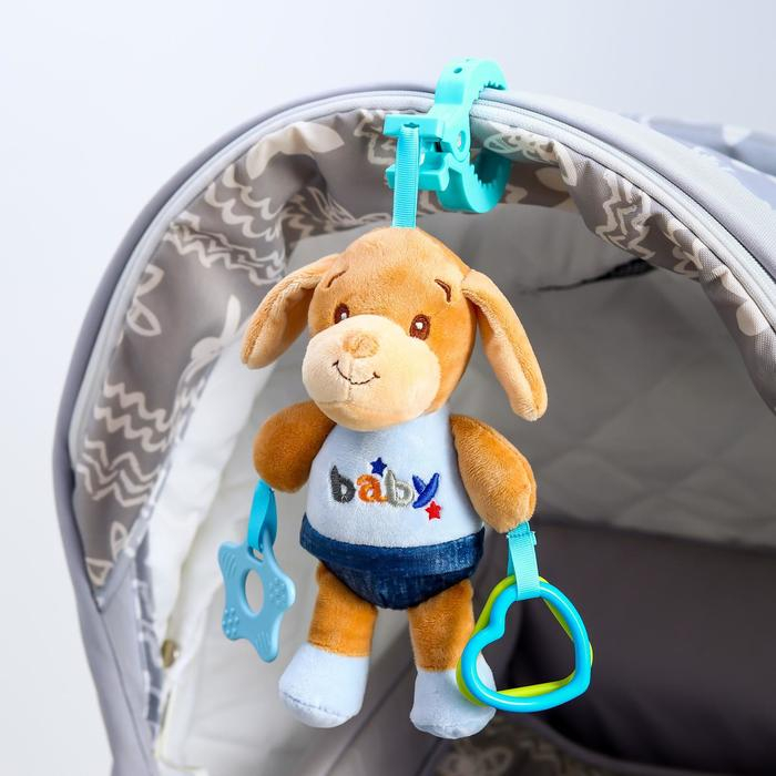 Подвеска - погремушка «Щенок Маф», прорезыватель, цвет синий, на кроватку, коляску, Крошка Я Подвеска - погремушка «Щенок Маф», прорезыватель, цвет синий, на кроватку, коляску, Крошка Я