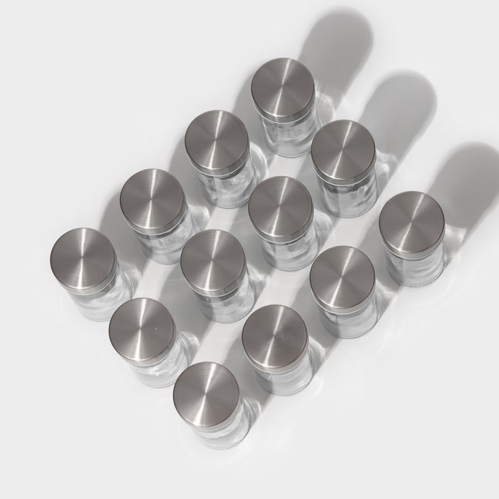 Набор стеклянных баночек для специй на подставке Magistro «Модерн», 12 шт Набор стеклянных баночек для специй на подставке Magistro «Модерн», 12 шт