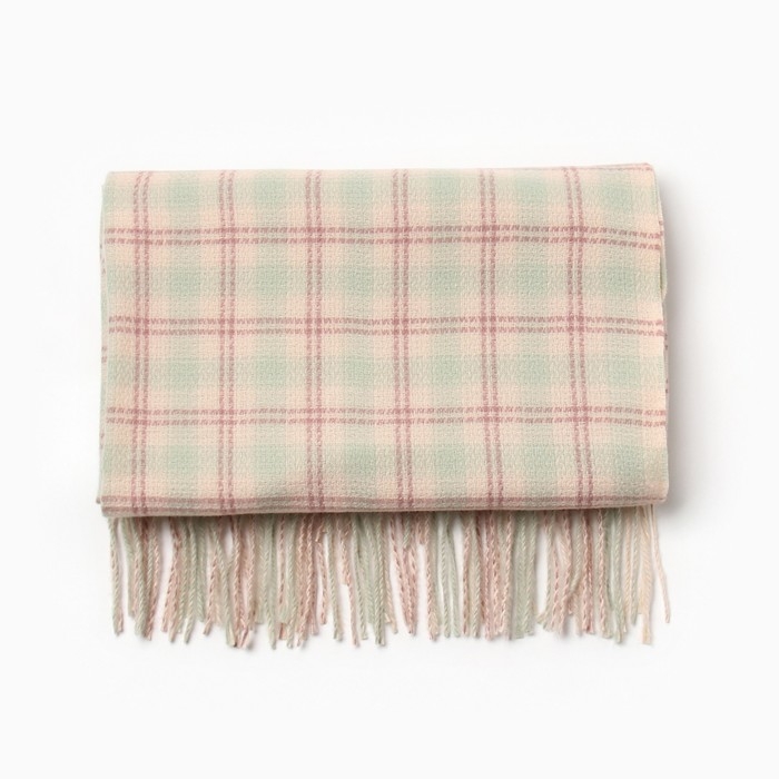 Шарф зимний с кистями MINAKU 65*180 + 8 см клетка