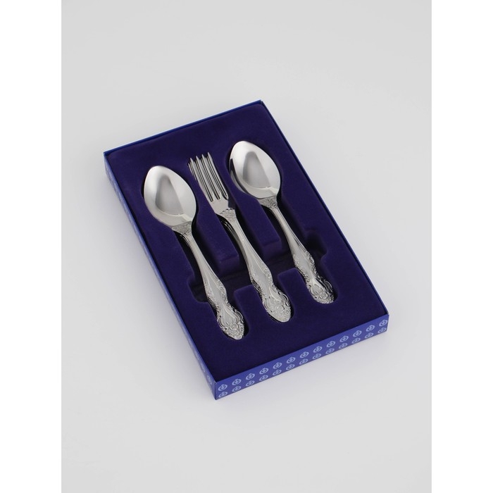 Набор столовых приборов «Тройка», 12 предметов, толщина 2 мм, цвет серебряный Набор столовых приборов «Тройка», 12 предметов, толщина 2 мм, цвет серебряный