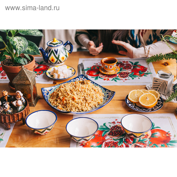 Ляган Риштанская Керамика  Ляган Риштанская Керамика "Узоры", 25 см, квадратный, синий