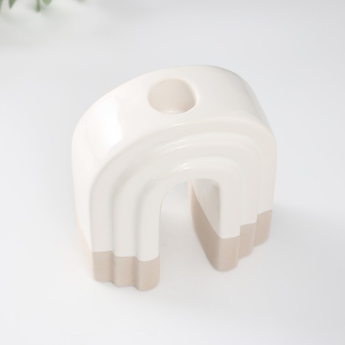 Подсвечник керамика на 1 свечу Подсвечник керамика на 1 свечу "Скара" песочно-белый 10,2х6х12,8 см