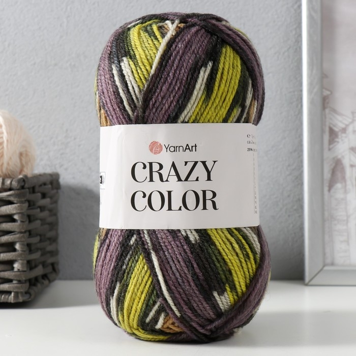 Пряжа  Пряжа "Crazy color" 25% шерсть, 75% акрил 260м/100гр (170)