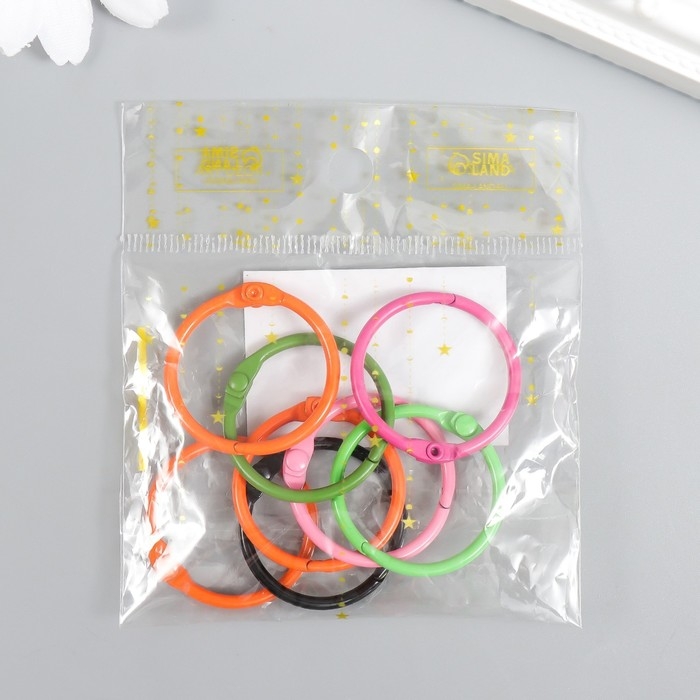 Кольцо для творчества (для фотоальбомов) Кольцо для творчества (для фотоальбомов) "Цвет" МИКС внутр. d= 2,5 см внешн. d=3 см набор 8 шт 91494