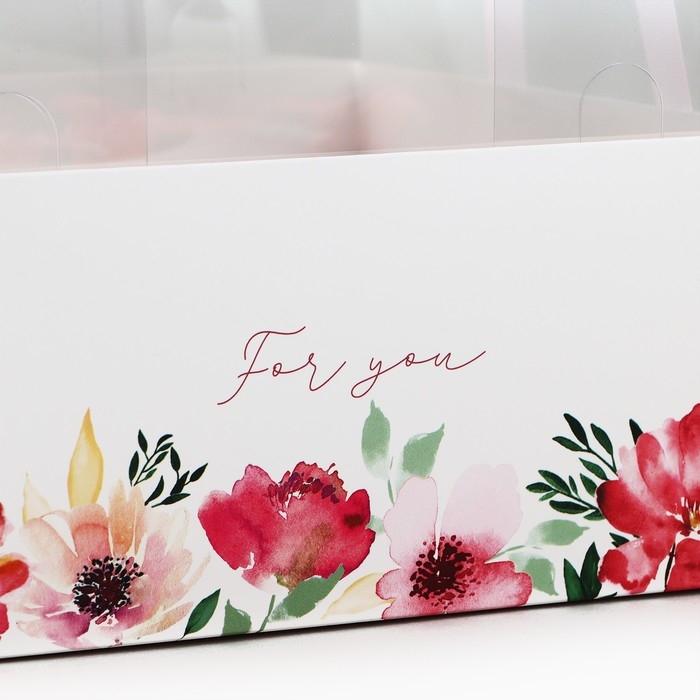 Коробка для цветов с формовым вкладышем и PVC крышкой «Цветы для тебя», 23.5 х 23.5 х 15 с Коробка для цветов с формовым вкладышем и PVC крышкой «Цветы для тебя», 23.5 х 23.5 х 15 с