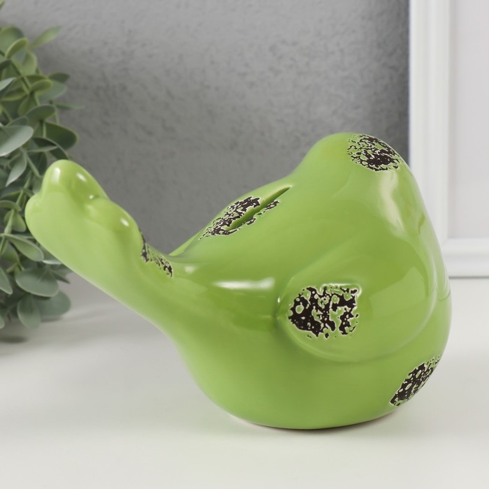 Копилка керамика  Копилка керамика "Зелёный воробышек" 18,8 11,9х13 см