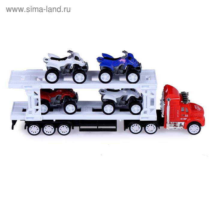 Грузовик инерционный &laquo;Автовоз&raquo;, с 4 квадроциклами, МИКС