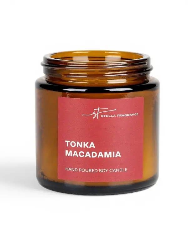 Ароматическая свеча в банке Tonka macadamia, соевый воск, 90 г, тонка и макадамия