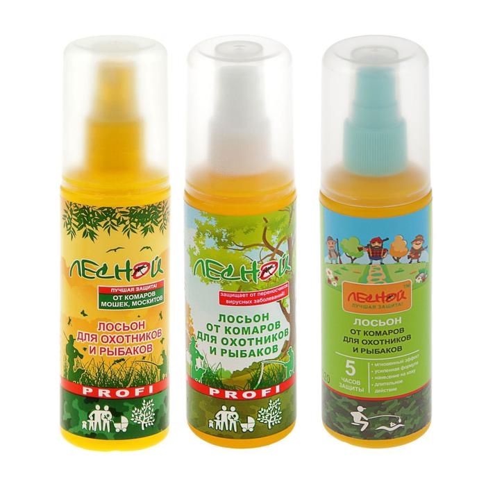 Лосьон-спрей репеллентный от комаров Лосьон-спрей репеллентный от комаров "Лесной", для охотников и рыбаков, флакон, 100 мл