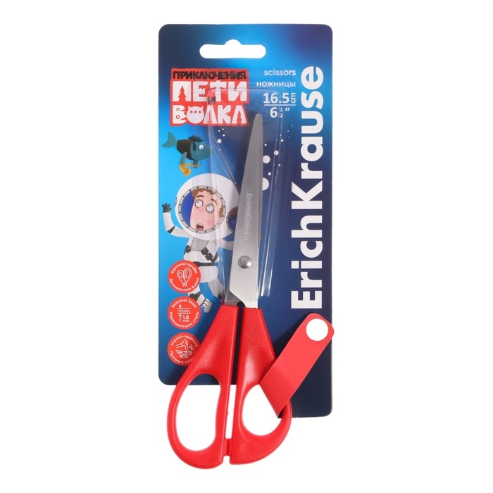 Ножницы детские ErichKrause Ножницы детские ErichKrause "Приключения Пети и Волка", 16.5 см, закруглённые концы лезвий, эргономичные ручки, ударопрочный пластик, МИКС
