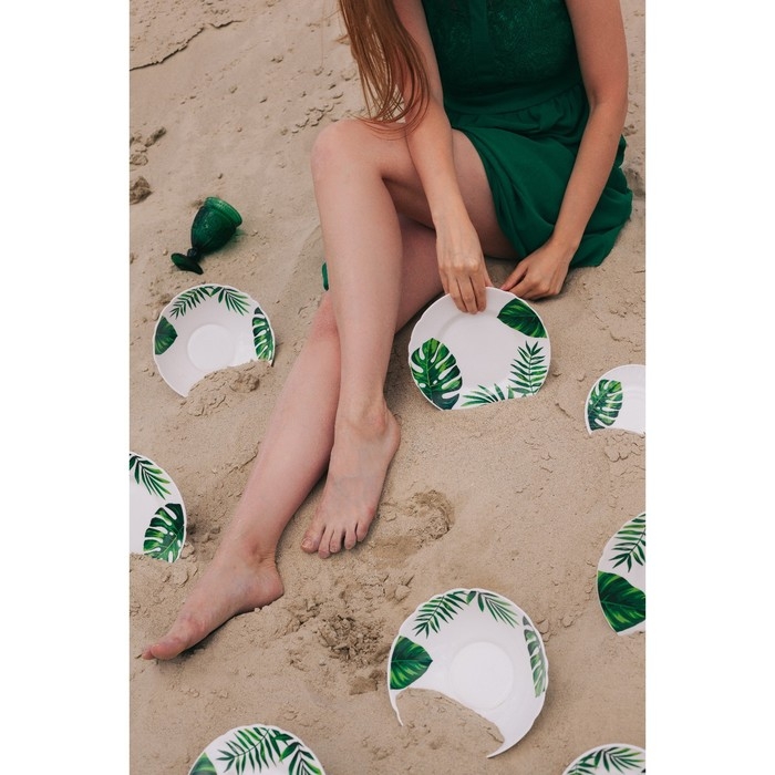 Тарелка пирожковая Avvir «Лист папоротника», d=15 см, стеклокерамика, цвет белый Тарелка пирожковая Avvir «Лист папоротника», d=15 см, стеклокерамика, цвет белый