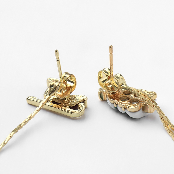 Новый год! Серьги «Новогодние» висячие, дед мороз, цветные в золоте Новый год! Серьги «Новогодние» висячие, дед мороз, цветные в золоте