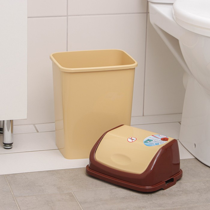 Контейнер для мусора «Камелия», 8 л, цвет бежевый/коричневый Контейнер для мусора «Камелия», 8 л, цвет бежевый/коричневый