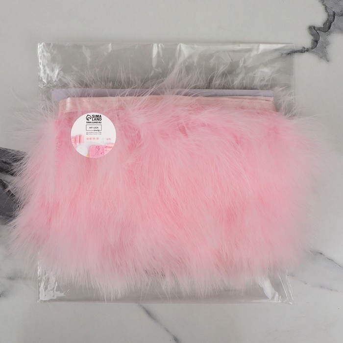 Тесьма с перьями марабу, 8-10 см, 5 ± 0,5 м, цвет розовый Тесьма с перьями марабу, 8-10 см, 5 ± 0,5 м, цвет розовый