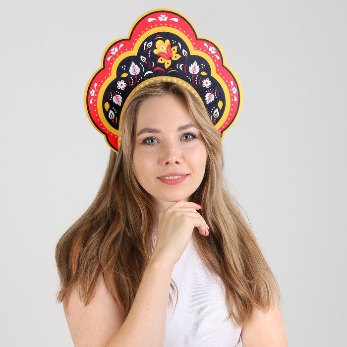Карнавальный кокошник «Русская красавица» из фетра, с нанесением Карнавальный кокошник «Русская красавица» из фетра, с нанесением