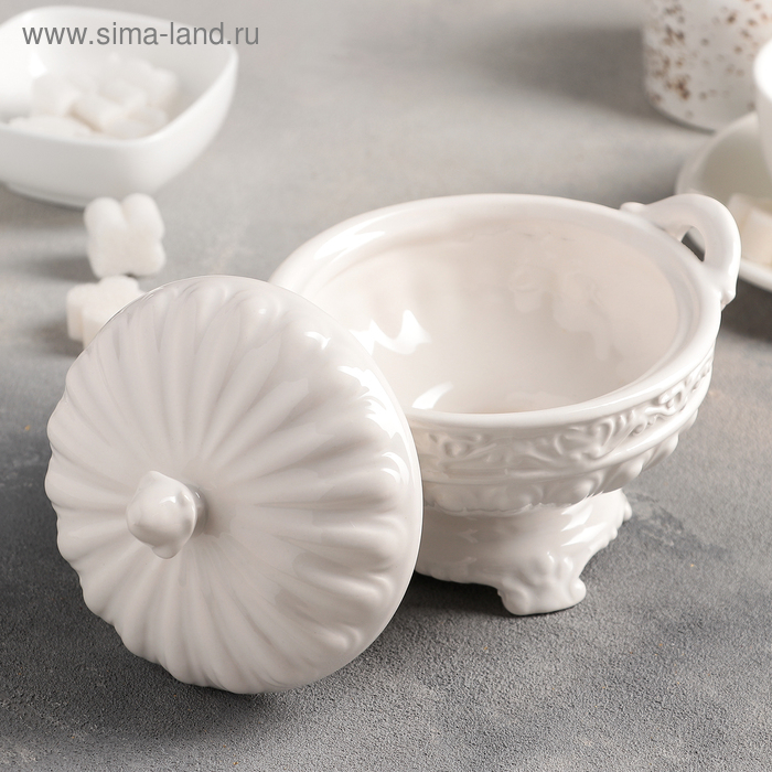 Конфетница керамическая «Винтаж», 300 мл, цвет белый