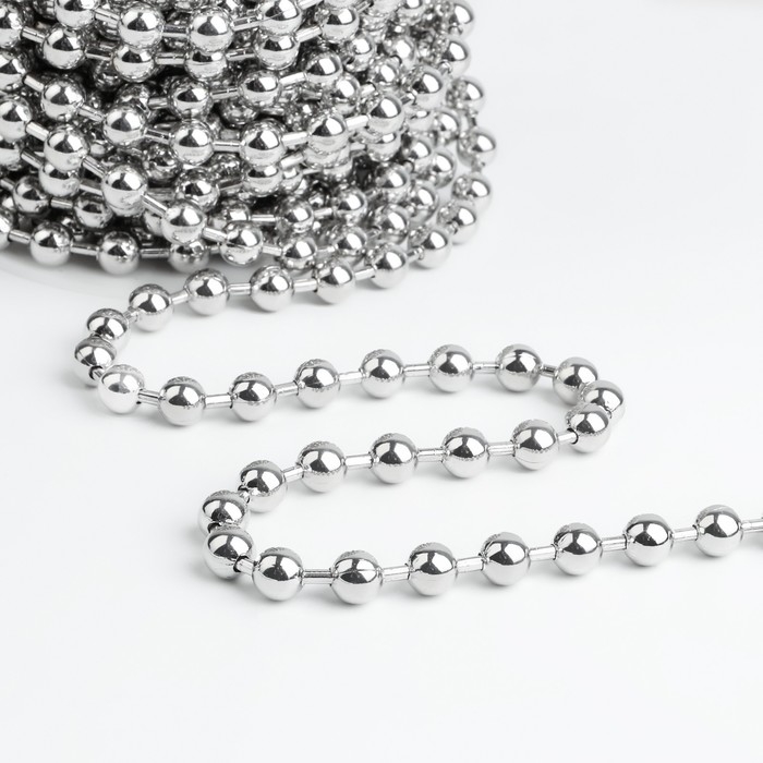 Цепочка для сумки, железная, d = 8 мм, 10 ± 0,5 м, цвет серебряный