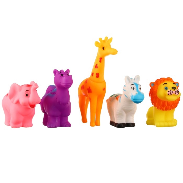 Набор резиновых игрушек для ванны «Изучаем животных», 5 шт, Крошка Я Набор резиновых игрушек для ванны «Изучаем животных», 5 шт, Крошка Я