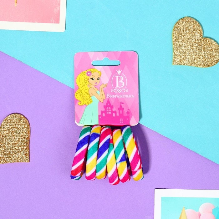 Резинка для волос Резинка для волос "Лина" (набор 6 шт) полоски лето, 4 см