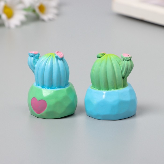 Сувенир полистоун  Сувенир полистоун "Кактус в горшочке" набор 4 шт 4х2,5х3 см