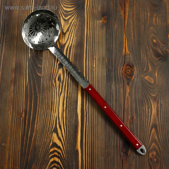 Шумовка для казана узбекская 60см, глубокая, с деревянной ручкой Шумовка для казана узбекская 60см, глубокая, с деревянной ручкой