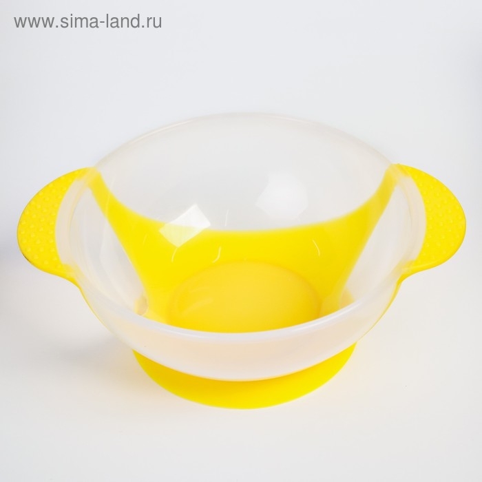 Набор для кормления «За маму и папу», 3 предмета: миска 350 мл на присоске, крышка, ложка, цвет МИКС