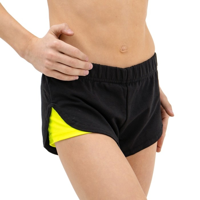 Шорты для гимнастики и танцев Grace Dance, р. 34, цвет чёрный/лайм Шорты для гимнастики и танцев Grace Dance, р. 34, цвет чёрный/лайм