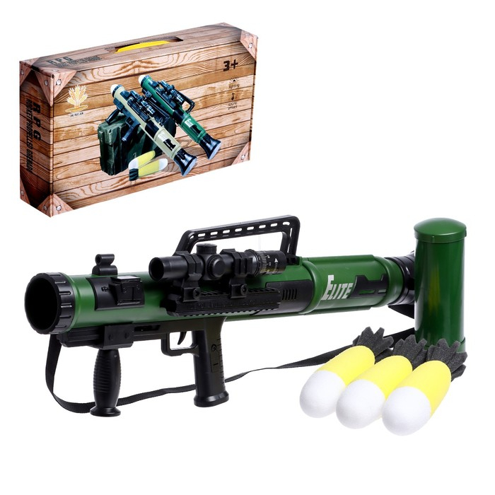 Базука «Элита», свет, звук, стреляет мягкими снарядами, цвета МИКС Базука «Элита», свет, звук, стреляет мягкими снарядами, цвета МИКС