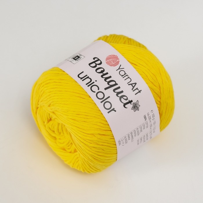 Пряжа Пряжа "Bouquet Unicolor" 100% хлопок 200м/100г (3218 жёлтый)
