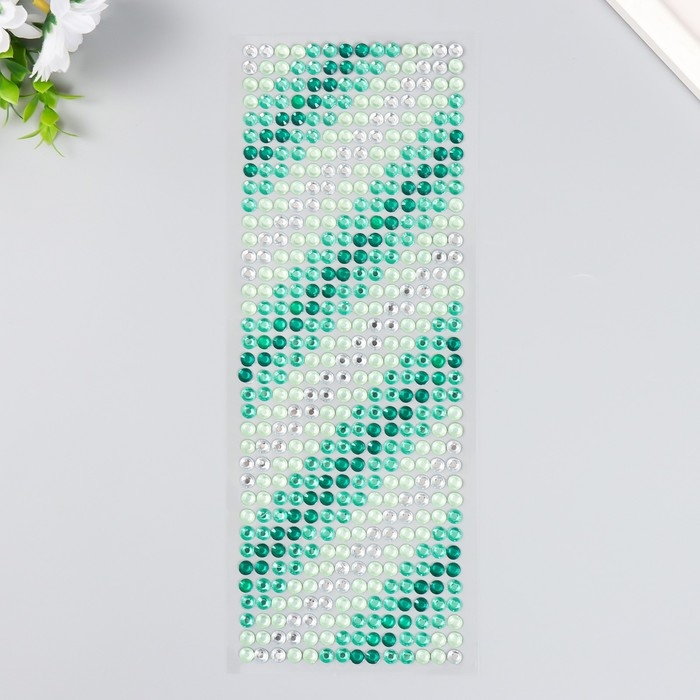 Наклейка пластик стразы "Градиент зелёного" 30х10,5 см