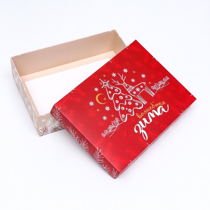 Подарочная коробка сборная Подарочная коробка сборная "Снежинки", 21 х 15 х 5,7 см