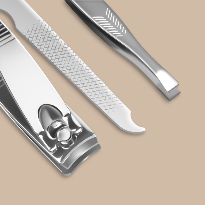 Набор маникюрный, 5 предметов, в футляре, цвет чёрный