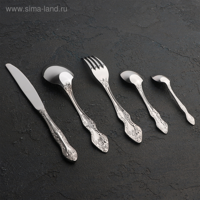 Набор столовый «Тройка», 30 предметов, цвет серебряный Набор столовый «Тройка», 30 предметов, цвет серебряный