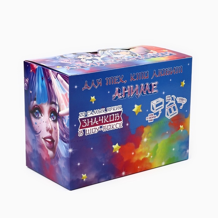 Значки деревянные «Аниме» в шоубоксе, 20 шт Значки деревянные «Аниме» в шоубоксе, 20 шт