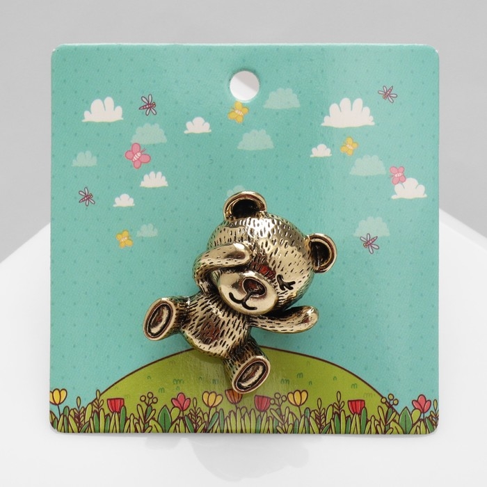 Брошь «Мишка», цвет чернёного золота Брошь «Мишка», цвет чернёного золота