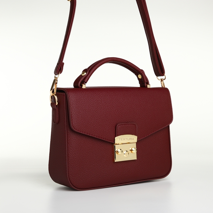 Сумка женская на клапане, TEXTURA, маленький размер, цвет бордовый Сумка женская на клапане, TEXTURA, маленький размер, цвет бордовый