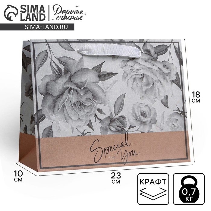Пакет подарочный крафтовый горизонтальный, упаковка, «Special for you», MS 23 х 18 х 10 см Пакет подарочный крафтовый горизонтальный, упаковка, «Special for you», MS 23 х 18 х 10 см