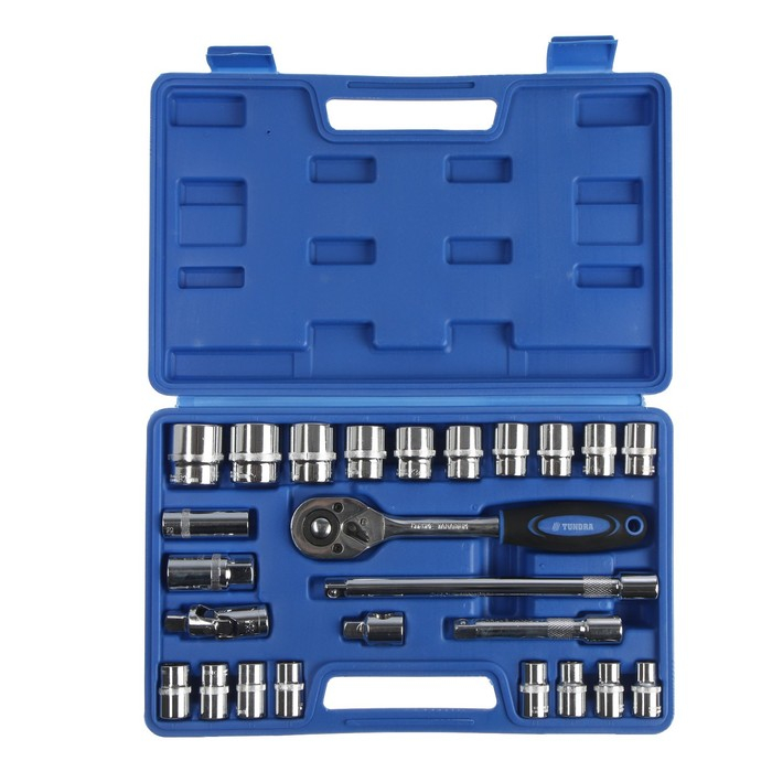 Набор инструментов в кейсе ТУНДРА, автомобильный, 1/2 Набор инструментов в кейсе ТУНДРА, автомобильный, 1/2", 25 предметов