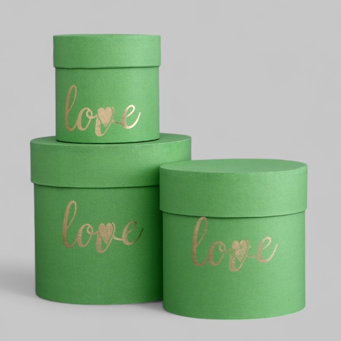 Набор шляпных коробок Love 3 в 1 зеленое яблоко, 15 х 16 - 10,5 х 11 см Набор шляпных коробок Love 3 в 1 зеленое яблоко, 15 х 16 - 10,5 х 11 см