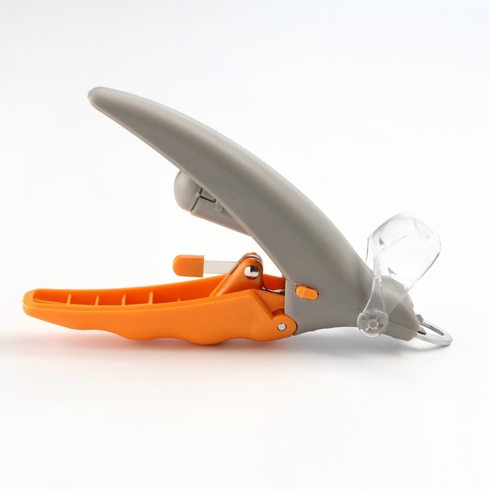 Когтерез для животных, с LED фонарём и контейнером для когтей, на батарейках, серо-желтый Когтерез для животных, с LED фонарём и контейнером для когтей, на батарейках, серо-желтый