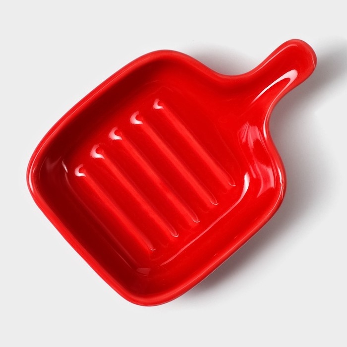 Соусник керамический с ручкой Доляна «Сковорода», 50 мл, 10,5×7,2 см, цвет красный Соусник керамический с ручкой Доляна «Сковорода», 50 мл, 10,5×7,2 см, цвет красный