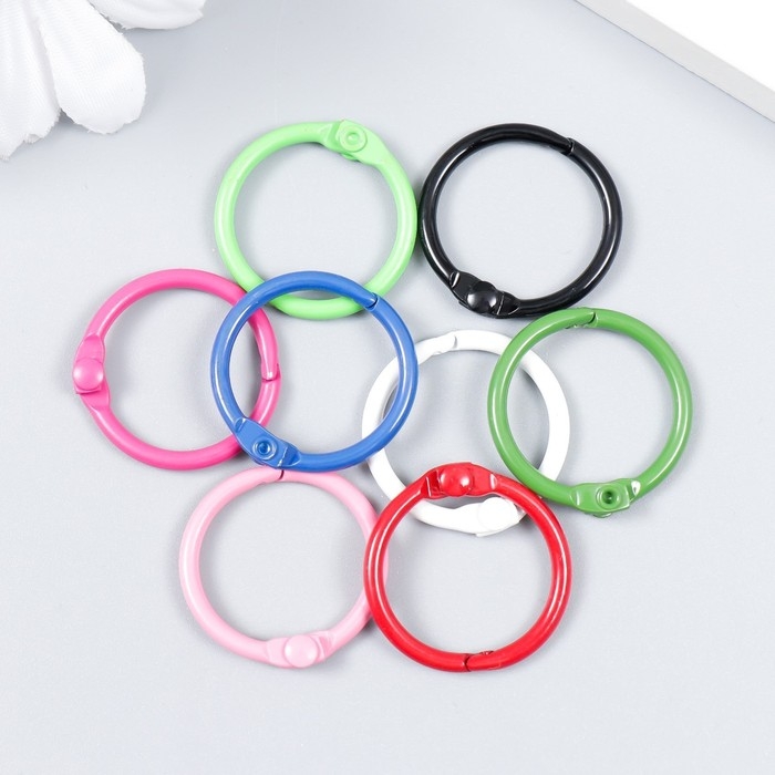 Кольцо для творчества (для фотоальбомов) Кольцо для творчества (для фотоальбомов) "Цвет" МИКС внутр. d= 2 см внешн. d=2,4 см набор 8 шт 91494