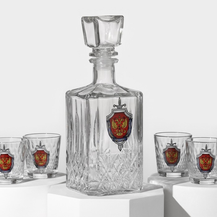 Набор питьевой «Герб ФСБ», стеклянный, 7 предметов: графин 500 мл, 6 стопок 50 мл Набор питьевой «Герб ФСБ», стеклянный, 7 предметов: графин 500 мл, 6 стопок 50 мл