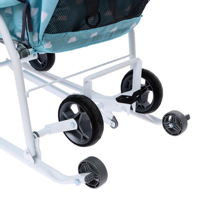 Санки-коляска «Наши детки 3-1К», принт с облачками, цвет голубой Санки-коляска «Наши детки 3-1К», принт с облачками, цвет голубой