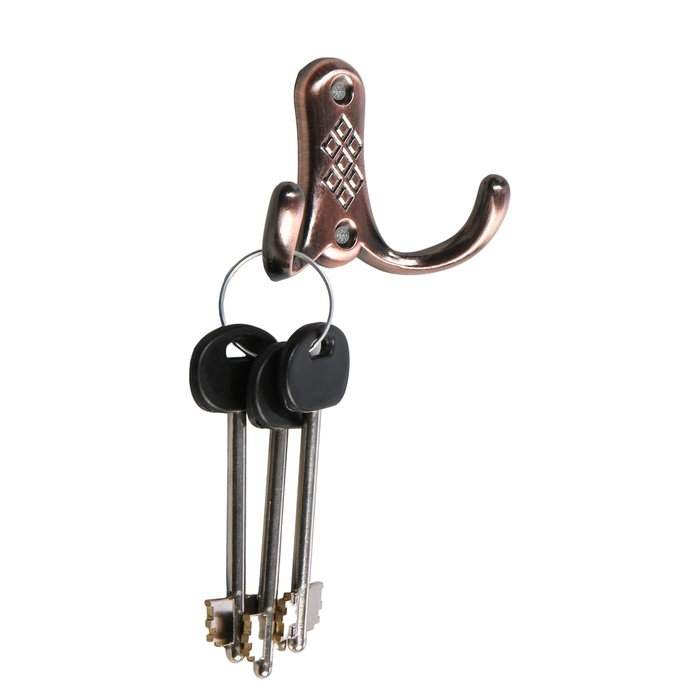 Крючок мебельный ТУНДРА TKD024, двухрожковый, медь Крючок мебельный ТУНДРА TKD024, двухрожковый, медь