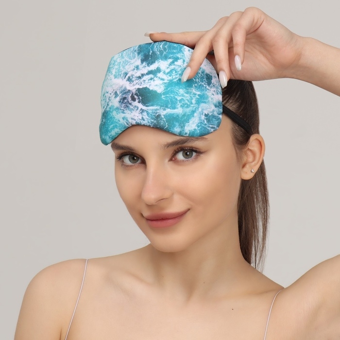 Маска для сна с гелевым вкладышем «Море», 19 × 10 см, резинка одинарная, цвет голубой Маска для сна с гелевым вкладышем «Море», 19 × 10 см, резинка одинарная, цвет голубой