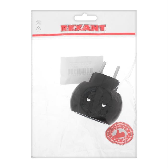 Тройник электрический REXANT  Тройник электрический REXANT "Шар", 6 А, без з/к, черный