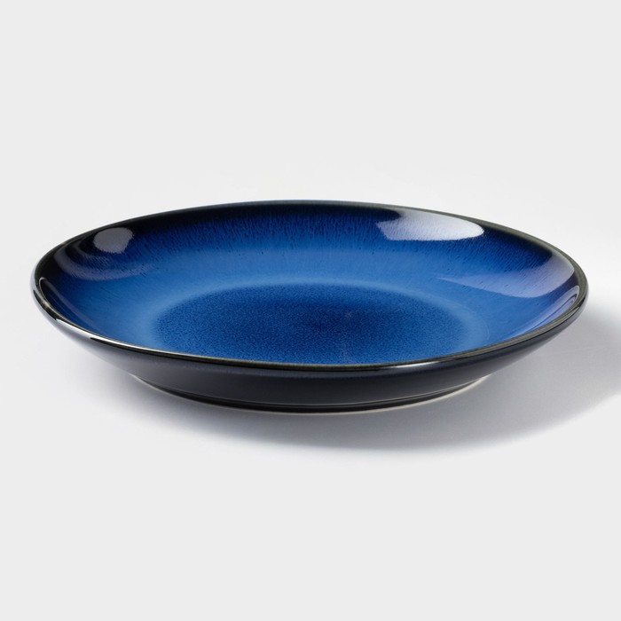 Тарелка керамическая обеденная «Лунная тропа», d=21 см, цвет синий Тарелка керамическая обеденная «Лунная тропа», d=21 см, цвет синий