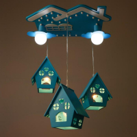 Люстра "Домики" 5хЕ27 40Вт синий 60х55х70 см