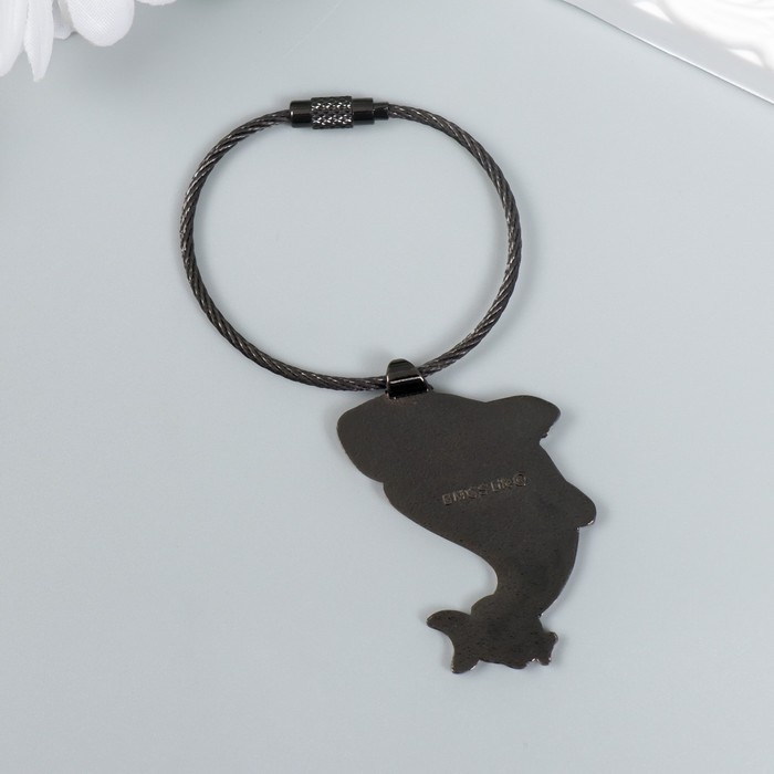 Брелок металл на тросе Брелок металл на тросе "Акула с рыбкой" эмаль 5,2х4,1 см